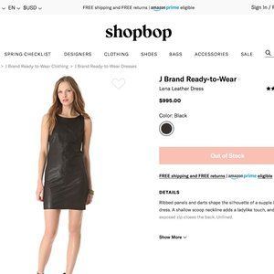 J Brand Lena Black Leather Dress (S)